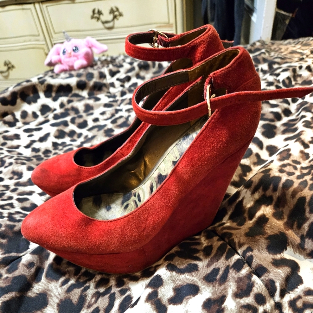Red Platform Wedge